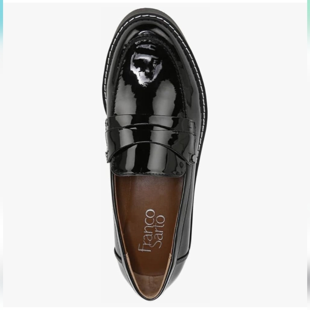 Frano Sarto | Cassandra Black Patent Leather Penny Loafers - Picture 9 of 13
